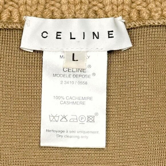 Authentic CELINE 100% Cashmere Sweater Sz L Camel Turtleneck Slim Fit Luxury - Picture 5 of 9